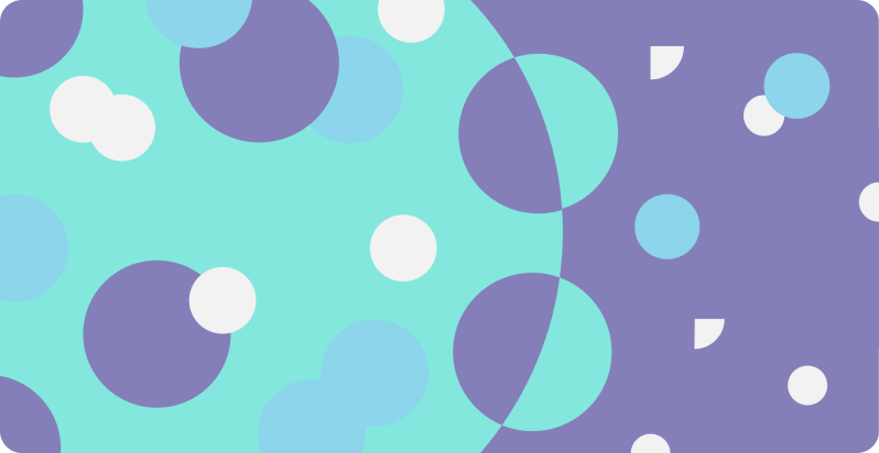 A colorful depiction of large particles.